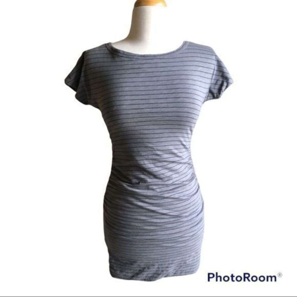 Sundry gray striped ruched sides fitted mini dress size medium